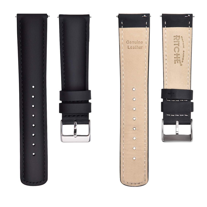Ritche Genuine Black Leather Watch Band 22mm Classic Vintage Quick Release Top Grain Leather Watch Strap, White Elephant Gifts, Stocking Stuffers for Men, Father's Day gifts - Image 5